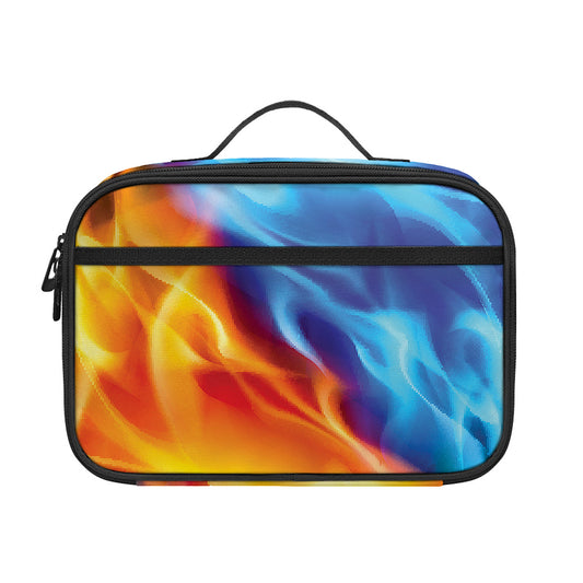 Red And Blue Fire Yin Yang Print Portable Lunch Bag