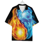 Red And Blue Fire Yin Yang Print Rayon Hawaiian Shirt