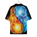 Red And Blue Fire Yin Yang Print Rayon Hawaiian Shirt