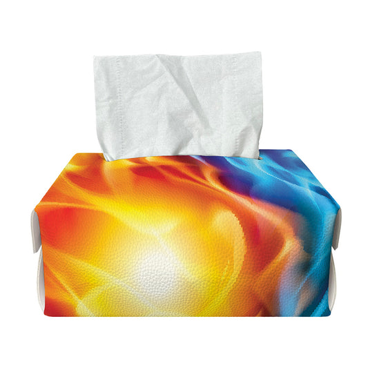 Red And Blue Fire Yin Yang Print Rectangle Tissue Box Cover