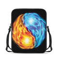 Red And Blue Fire Yin Yang Print Rectangular Crossbody Bag