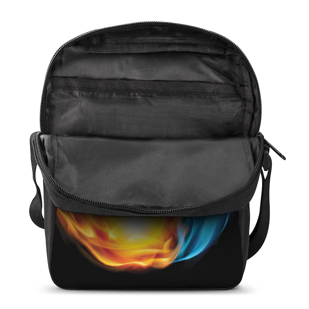 Red And Blue Fire Yin Yang Print Rectangular Crossbody Bag