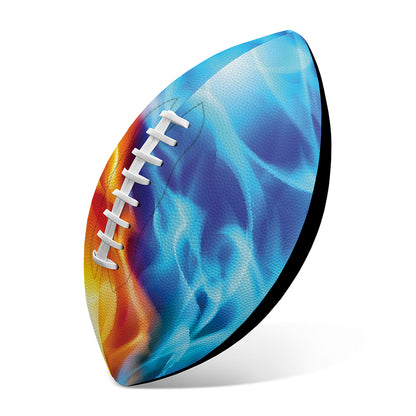 Red And Blue Fire Yin Yang Print Rugby Ball