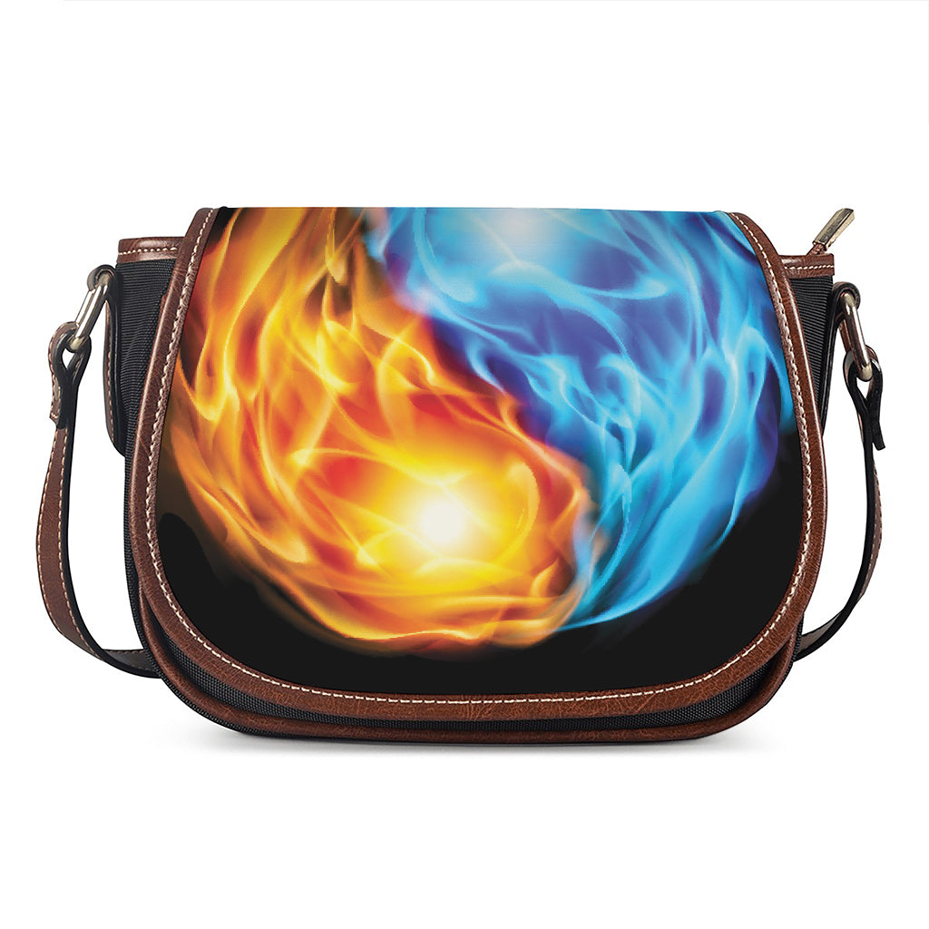 Red And Blue Fire Yin Yang Print Saddle Bag
