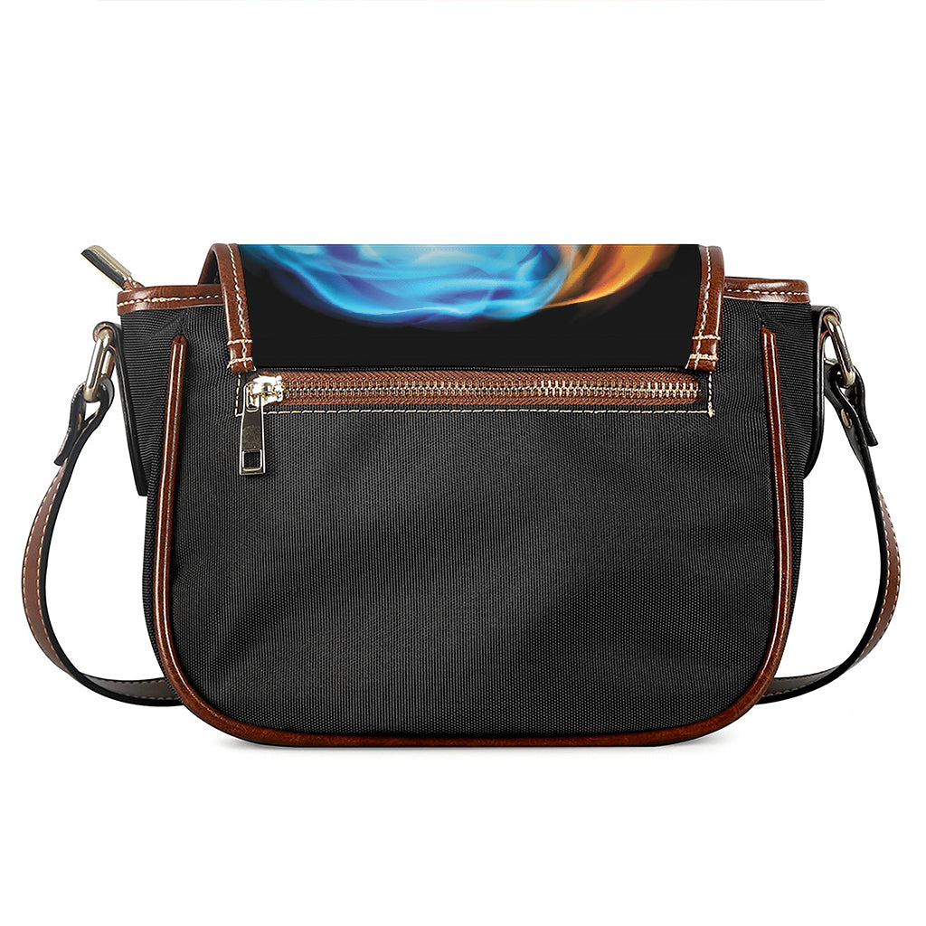 Red And Blue Fire Yin Yang Print Saddle Bag