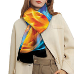 Red And Blue Fire Yin Yang Print Scarf