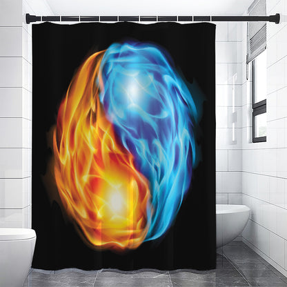 Red And Blue Fire Yin Yang Print Shower Curtain