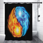 Red And Blue Fire Yin Yang Print Shower Curtain