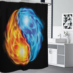 Red And Blue Fire Yin Yang Print Shower Curtain