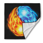 Red And Blue Fire Yin Yang Print Silk Bandana