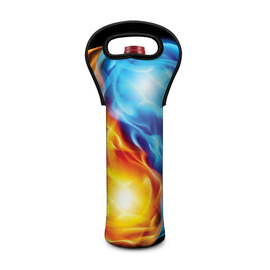 Red And Blue Fire Yin Yang Print Single Neoprene Wine Tote