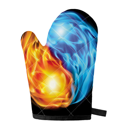 Red And Blue Fire Yin Yang Print Single Oven Mitt