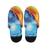 Red And Blue Fire Yin Yang Print Slippers