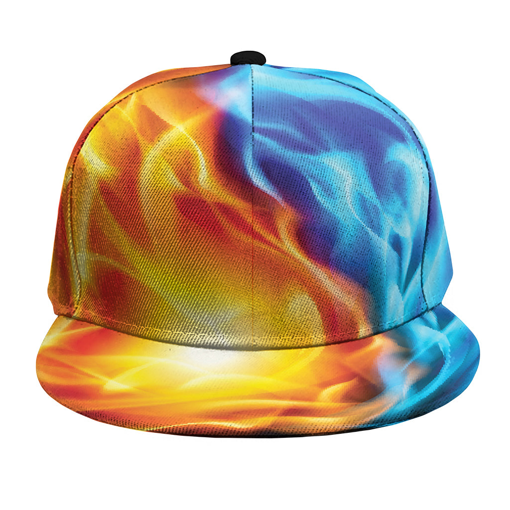 Red And Blue Fire Yin Yang Print Snapback Cap