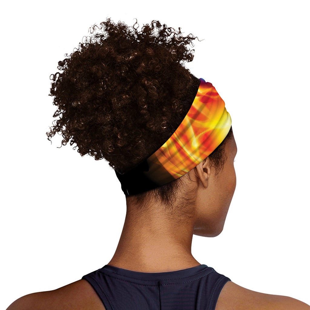 Red And Blue Fire Yin Yang Print Sports Headband