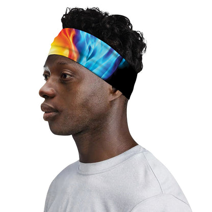Red And Blue Fire Yin Yang Print Sports Headband