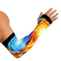 Red And Blue Fire Yin Yang Print Sun Protection Arm Sleeves