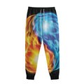 Red And Blue Fire Yin Yang Print Sweatpants