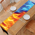 Red And Blue Fire Yin Yang Print Table Runner
