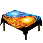 Red And Blue Fire Yin Yang Print Tablecloth