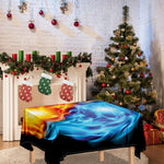 Red And Blue Fire Yin Yang Print Tablecloth