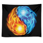 Red And Blue Fire Yin Yang Print Tapestry