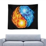 Red And Blue Fire Yin Yang Print Tapestry