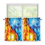 Red And Blue Fire Yin Yang Print Tier Curtains