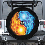 Red And Blue Fire Yin Yang Print Tire Cover With Camera Hole