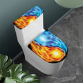 Red And Blue Fire Yin Yang Print Toilet Lid And Tank Cover Set