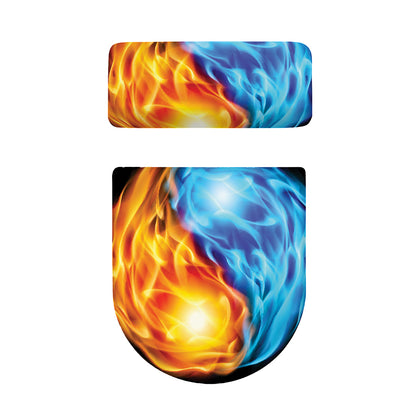Red And Blue Fire Yin Yang Print Toilet Lid And Tank Cover Set