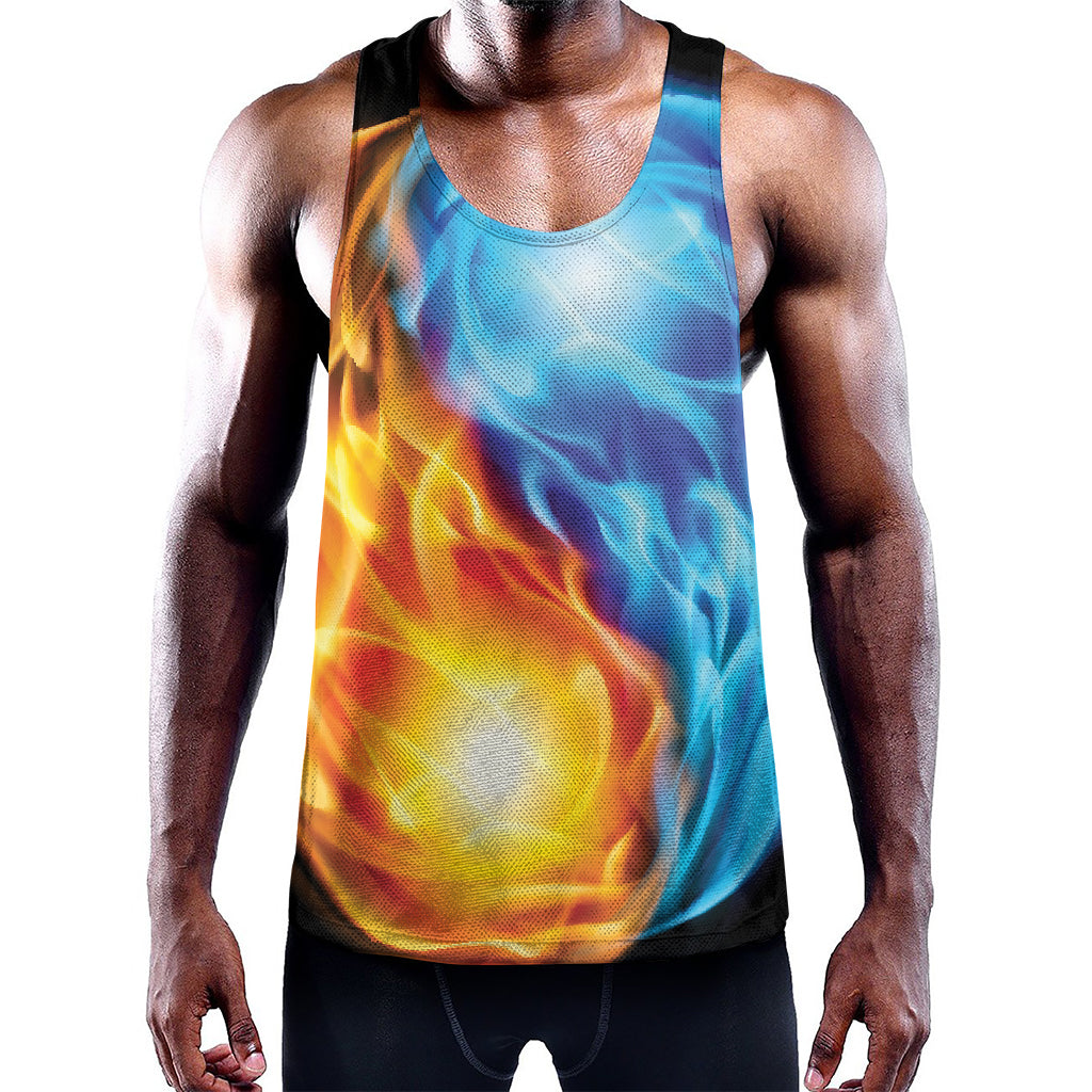 Red And Blue Fire Yin Yang Print Training Tank Top