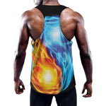 Red And Blue Fire Yin Yang Print Training Tank Top