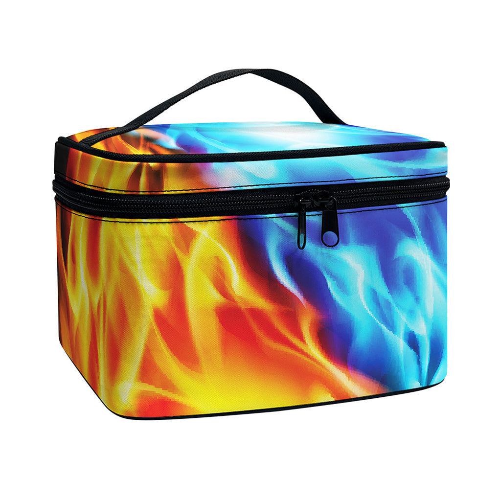 Red And Blue Fire Yin Yang Print Travel Makeup Bag