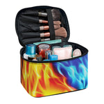Red And Blue Fire Yin Yang Print Travel Makeup Bag