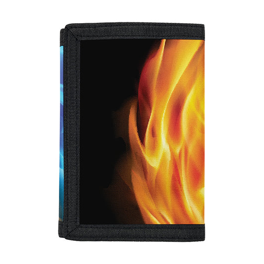 Red And Blue Fire Yin Yang Print Trifold Wallet