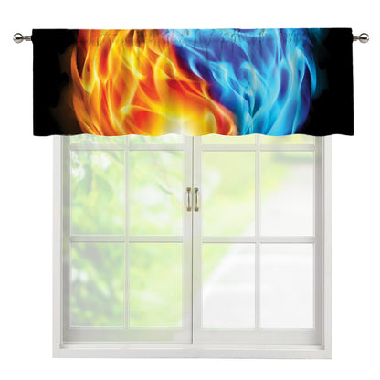 Red And Blue Fire Yin Yang Print Window Valance