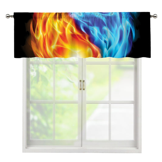 Red And Blue Fire Yin Yang Print Window Valance