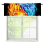 Red And Blue Fire Yin Yang Print Window Valance