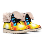 Red And Blue Fire Yin Yang Print Winter Boots