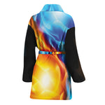Red And Blue Fire Yin Yang Print Women's Bathrobe