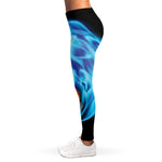Red And Blue Fire Yin Yang Print Women's Leggings