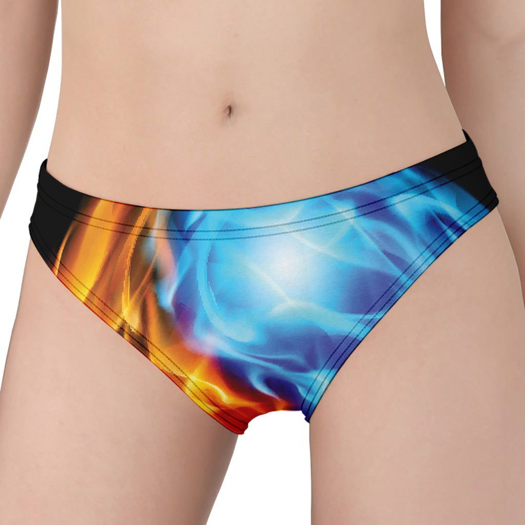 Red And Blue Fire Yin Yang Print Women's Panties
