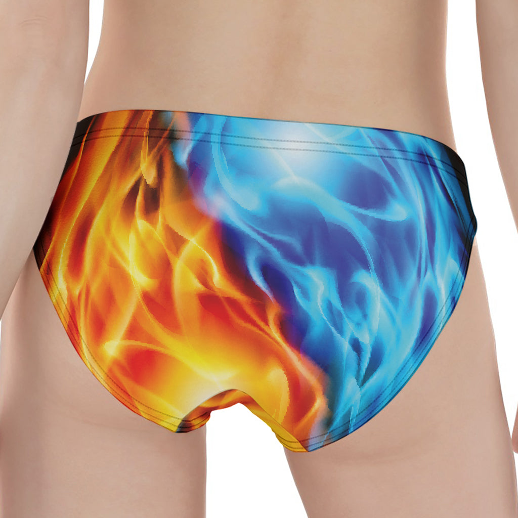 Red And Blue Fire Yin Yang Print Women's Panties