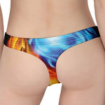 Red And Blue Fire Yin Yang Print Women's Thong