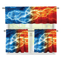 Red And Blue Lightning Print 3 Piece Kitchen Curtains