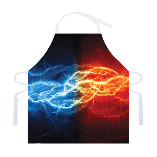 Red And Blue Lightning Print Adjustable Apron