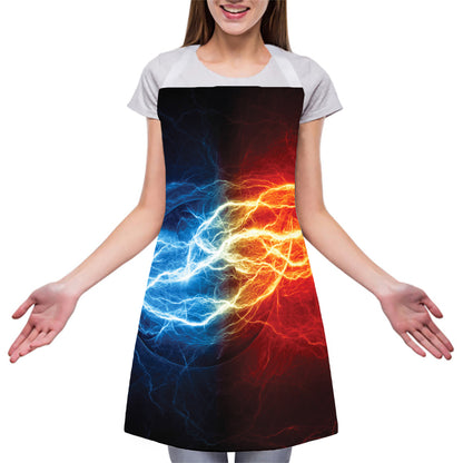 Red And Blue Lightning Print Adjustable Apron