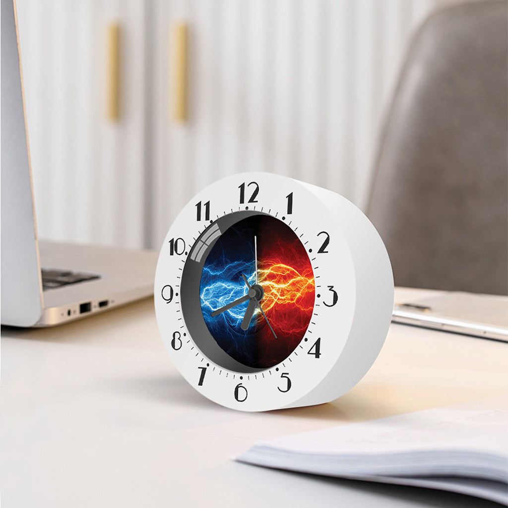 Red And Blue Lightning Print Alarm Clock