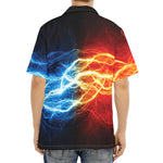 Red And Blue Lightning Print Aloha Shirt